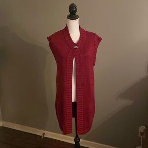 Chico’s long cardigan garnet red